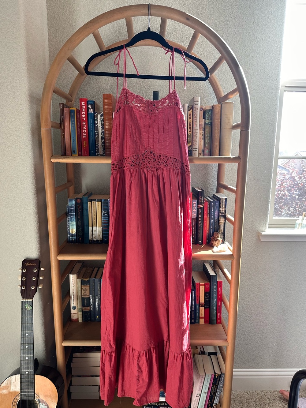 Women’s Berry Pink Crochet-Trim Maxi Dress - Picture 2 of 5